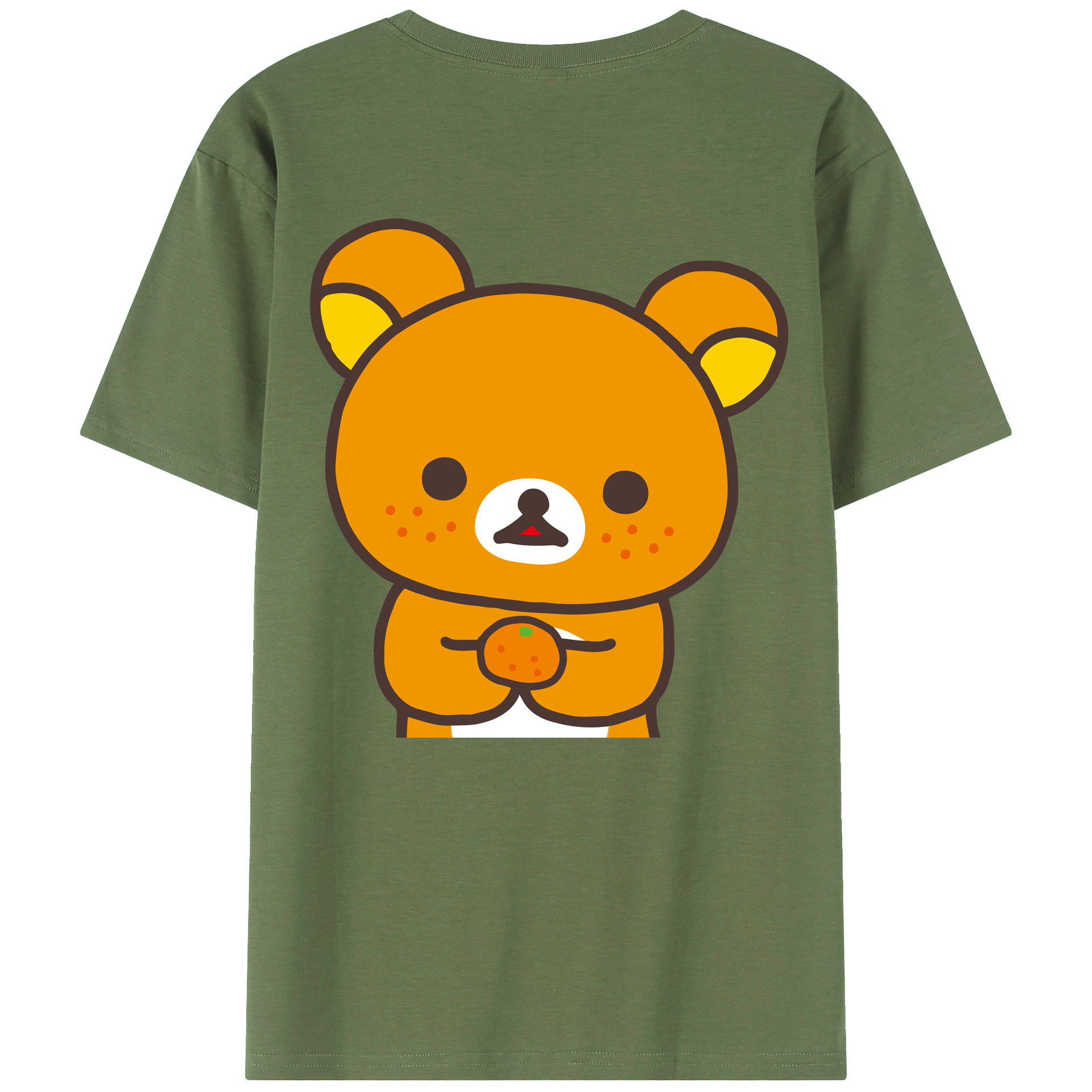 （画像用） リラックマ リラックマ キイロイトリ Rilakkuma Korilakkuma Kiiroitori 綿100％ メンズ半袖Tシャツ（バックプリント） 通気性